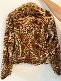 Animal print fur jacket