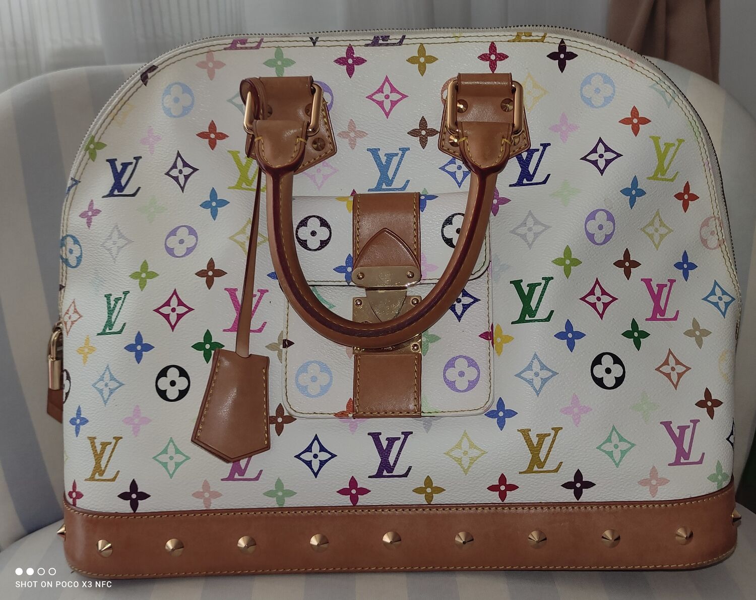 Pre-Owned Louis Vuitton Alma PM Monogram Multicolor Satchel 