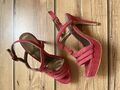 Suede high heels sandals