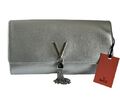 Silver leather clutch