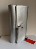 Silver leather clutch
