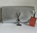 Silver leather clutch