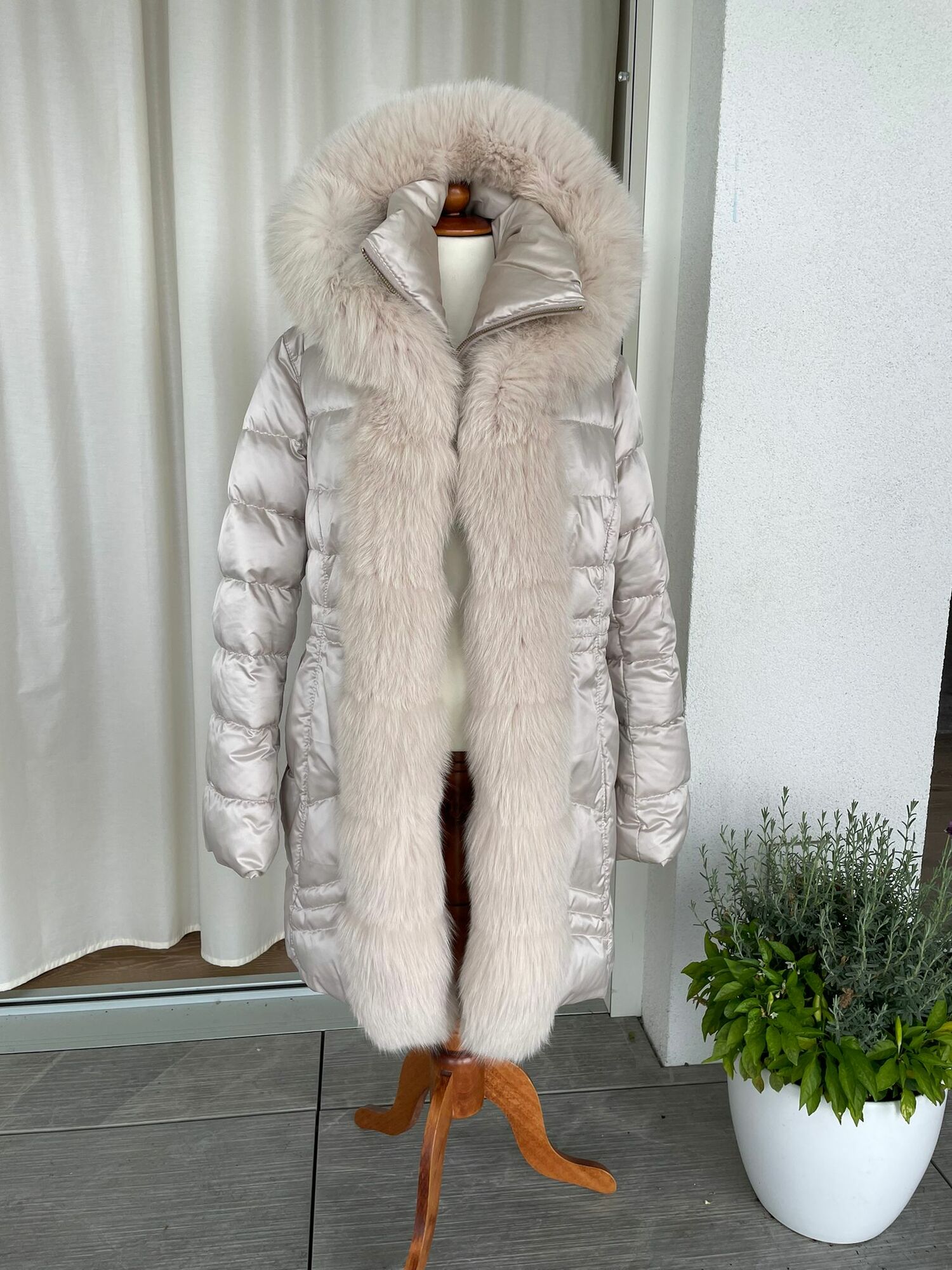 Silver fox fur deals coat for sale