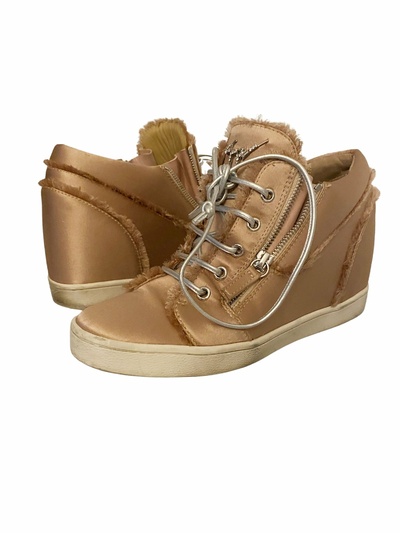 High top satin platform sneakers