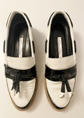 Two tone patent loafers