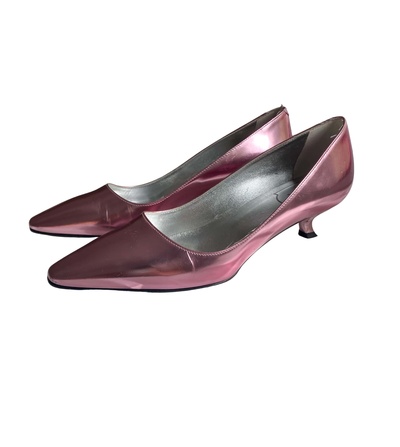 Virgule metallic rose pumps