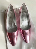 Virgule metallic rose pumps