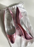 Virgule metallic rose pumps