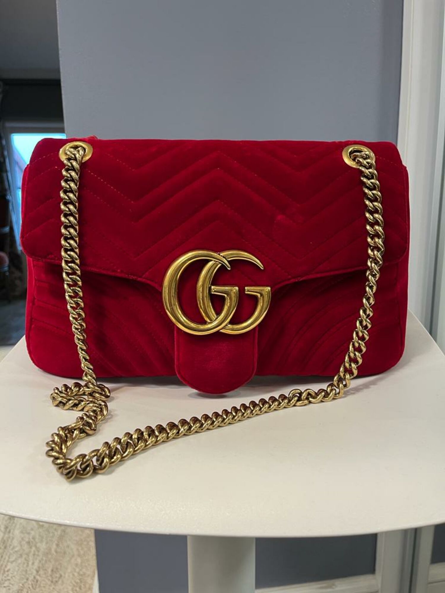 GG Marmont Flap velvet bag Gucci, buy pre-owned at 999 EUR