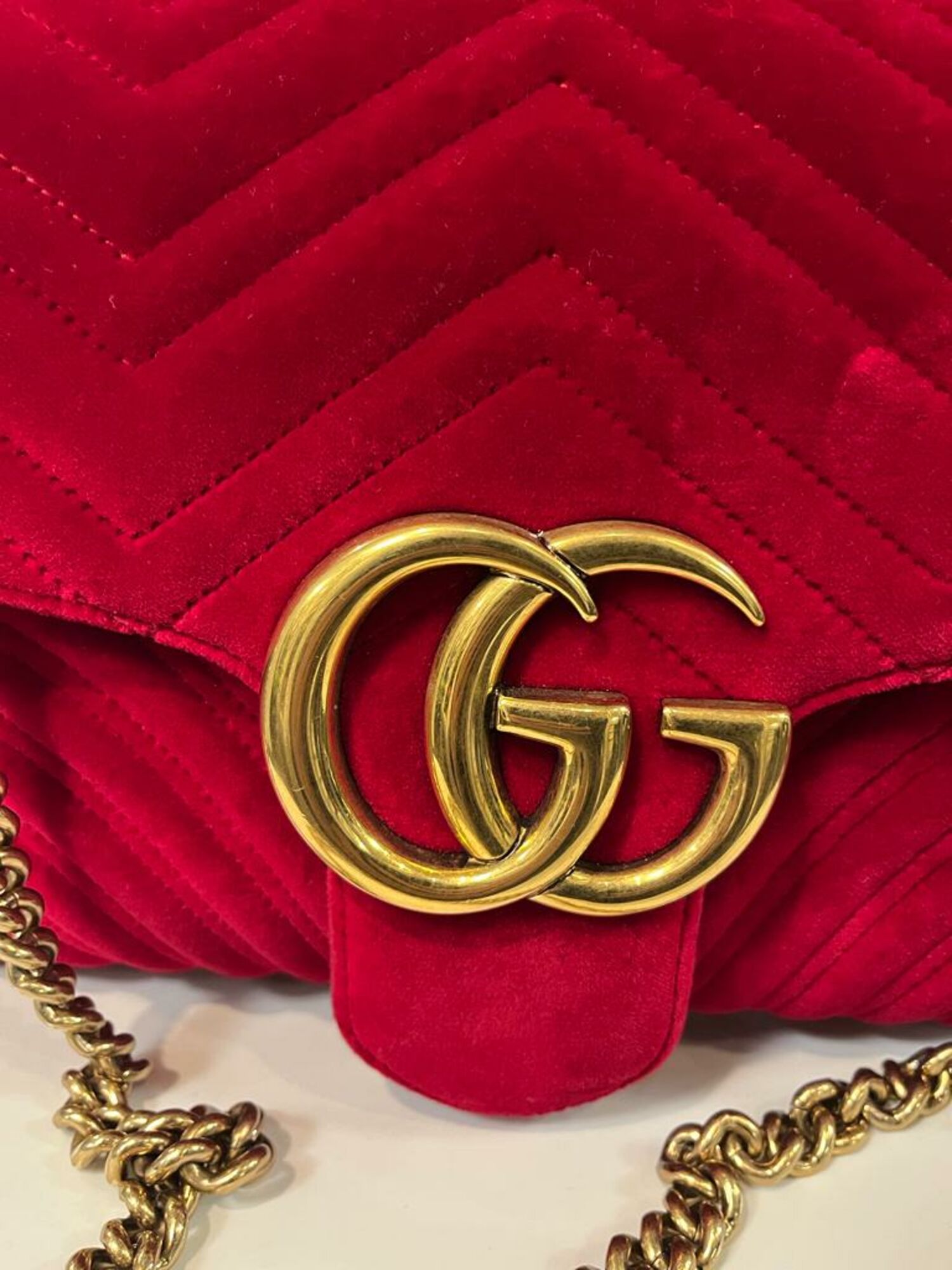 gucci red velvet marmont bag