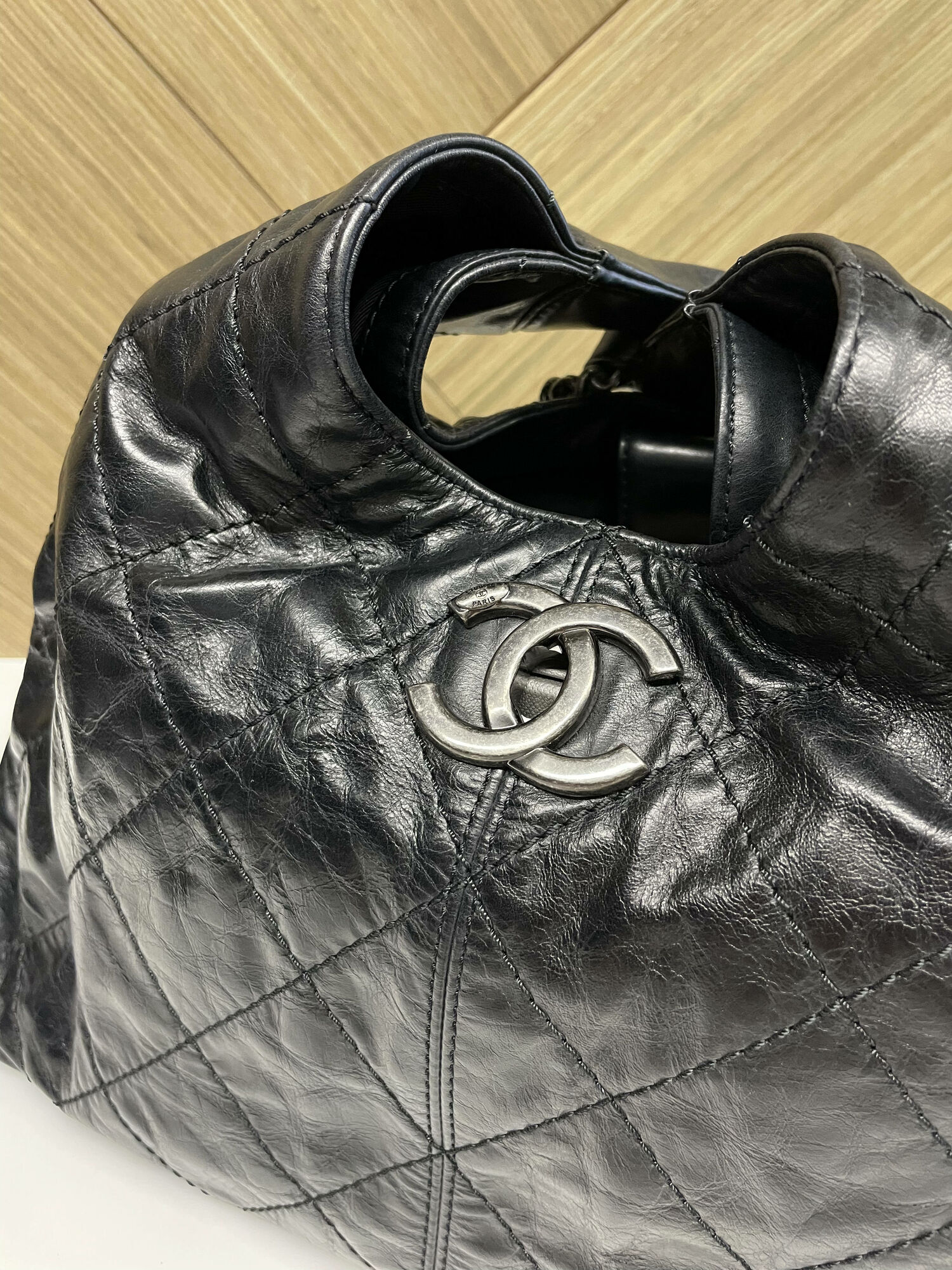 Chanel Blue Quilted Leather Coco Supple Hobo Chanel