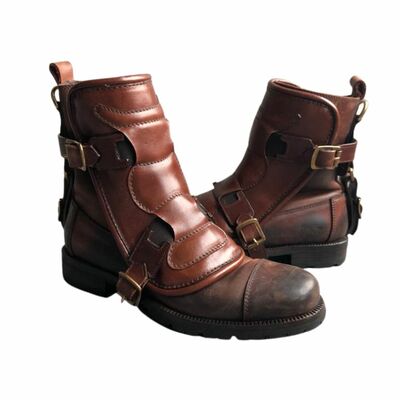 Leather combat boots