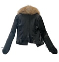 Leather Jacket with fur collar