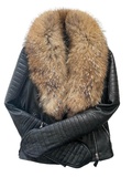 Leather Jacket with fur collar