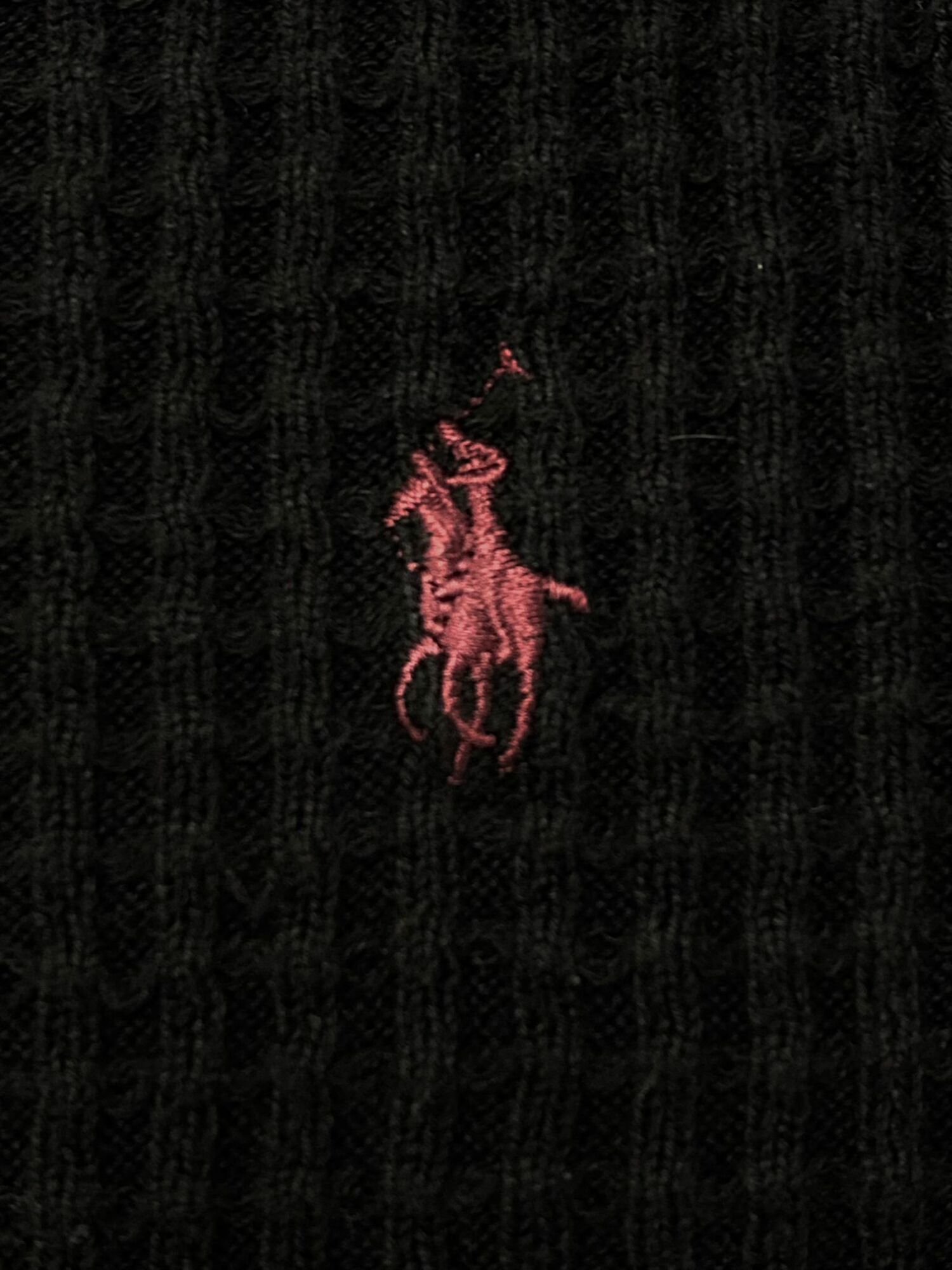 Black polo sweater with red horse store
