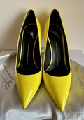 Yellow patent leather stilettos