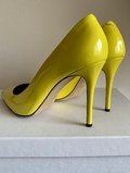 Yellow patent leather stilettos