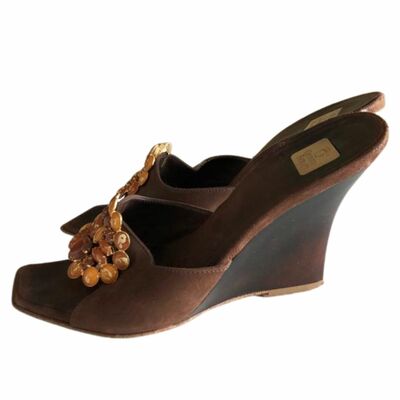 Suede Wedge Sandals