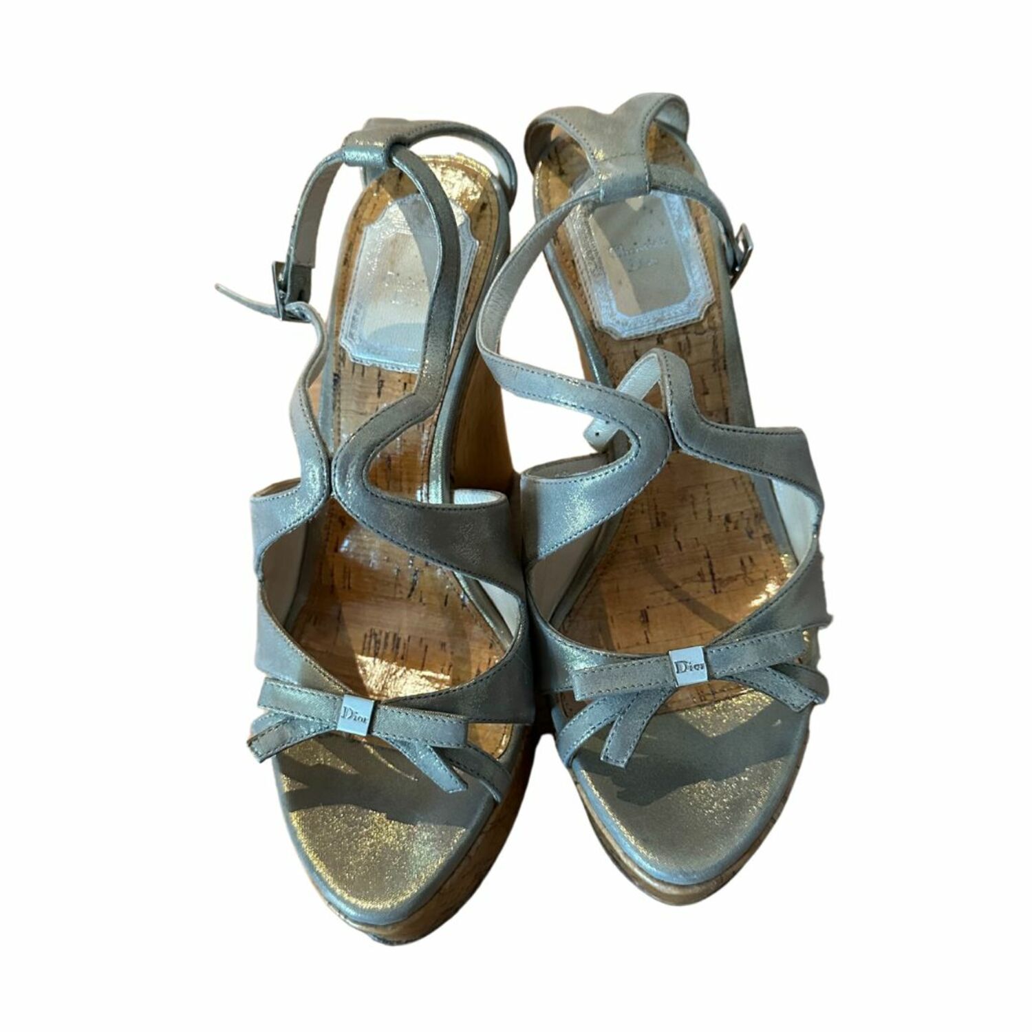 Christian Dior Brown Leather CrissCross Platform Ankle Strap Sandals  ref790884  Joli Closet