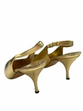 Gold leather slingback shoes