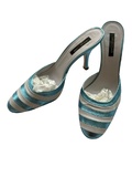 Leather high heel slides