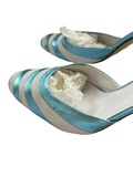 Leather high heel slides