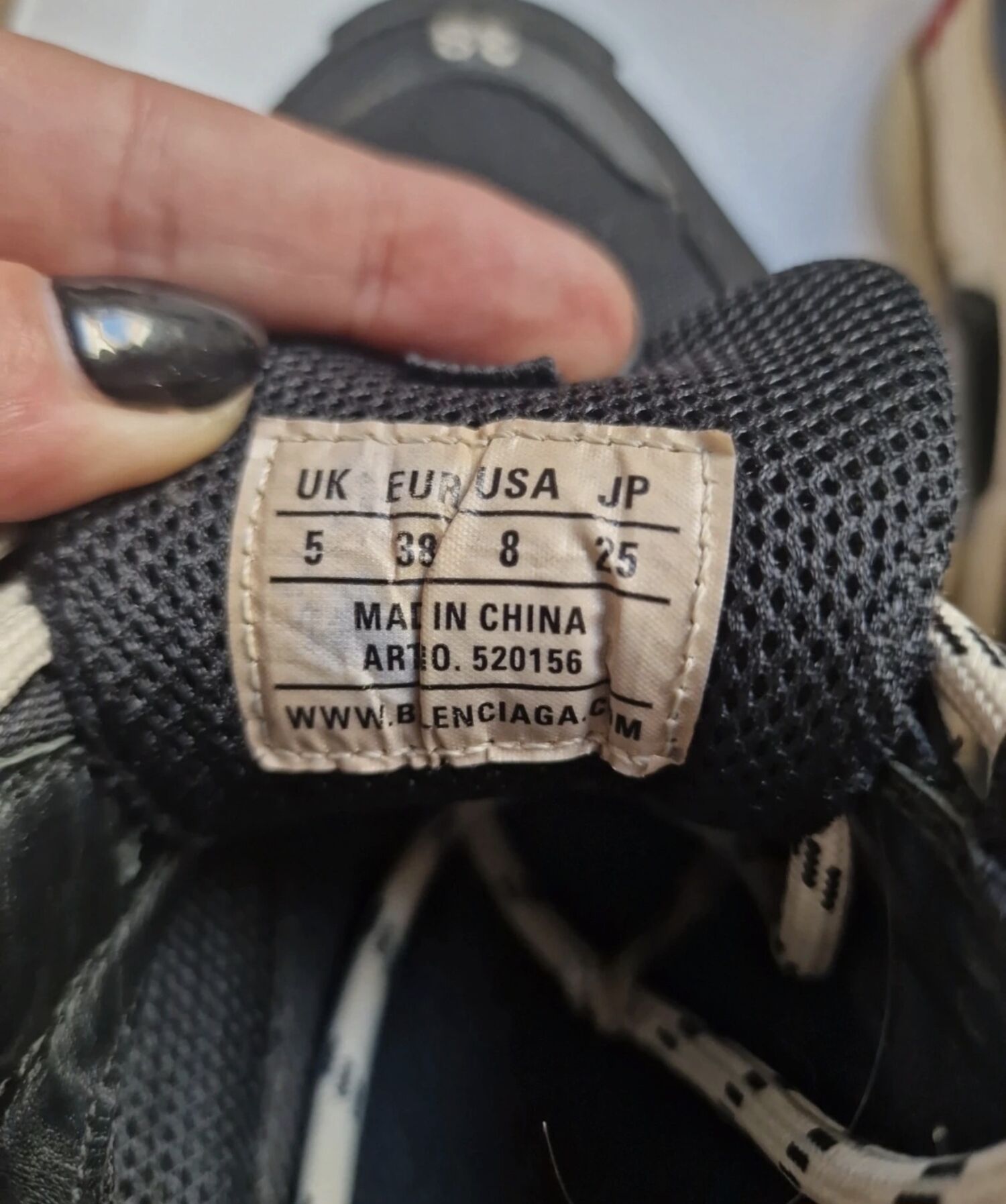 Balenciaga triple s inside tag shop