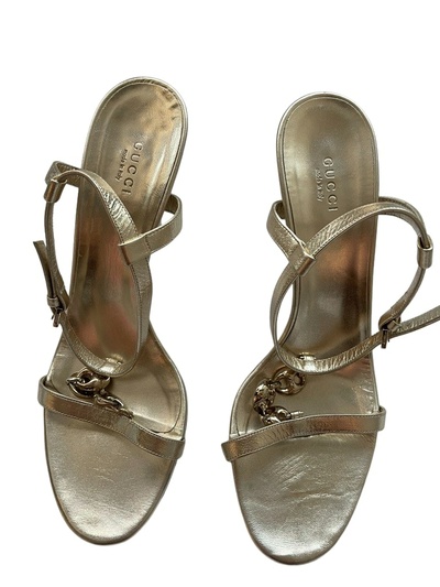 Leather high heel sandals