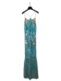 Aqua Sequin Evening Dress