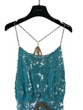 Aqua Sequin Evening Dress