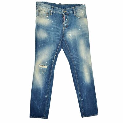 Blue jeans with white marks