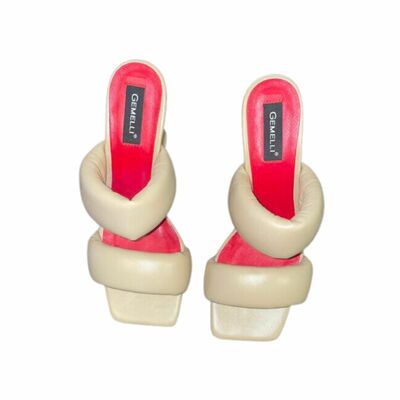 Leather high heels sandals