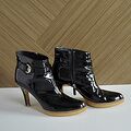 Lacquer leather ankle boots