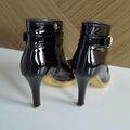 Lacquer leather ankle boots