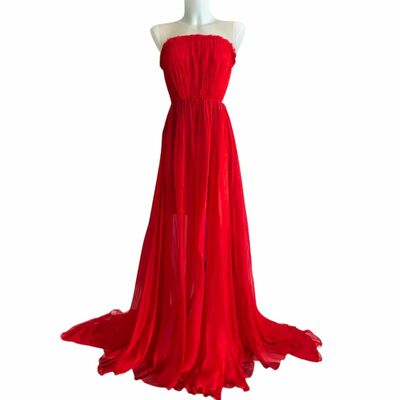Silk long dress with tail