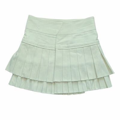 Pleated overlap cotton mini skirt