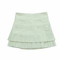 Pleated overlap cotton mini skirt