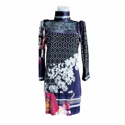 Mix print mini dress