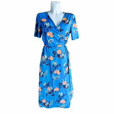 Flower print wrap dress