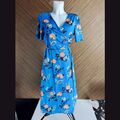 Flower print wrap dress