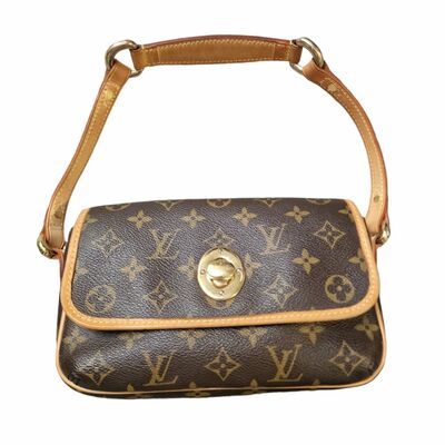 Sold' LOUIS VUITTON Monaco Monogram Tan Camel Beige Shine Silk