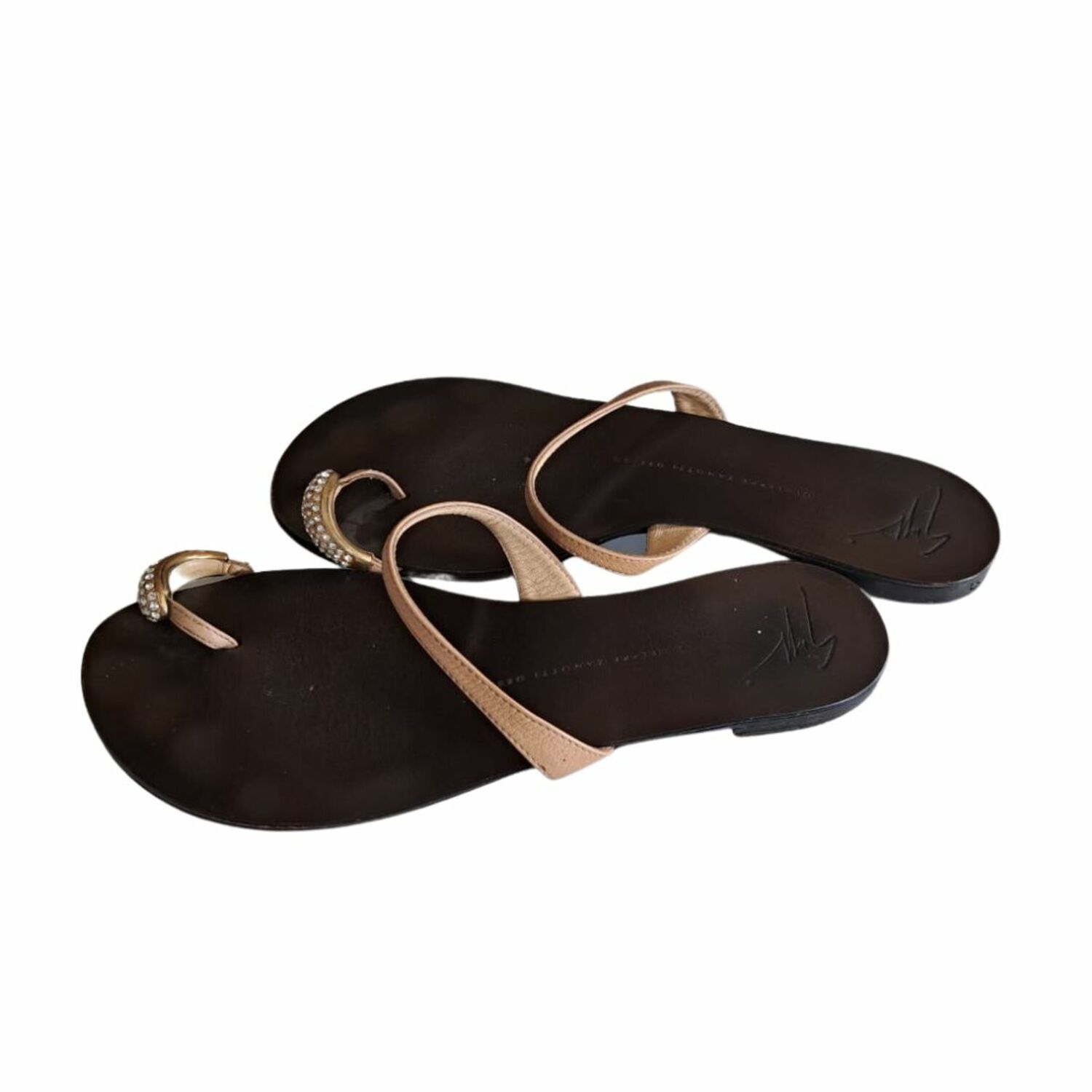 Leather Flat Sandals Giuseppe Zanotti 39 buy pre owned at 100 EUR
